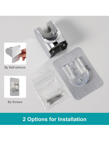 Soporte de Cabezal de Ducha Ajustable Adhesivo Plata - GwernKB
