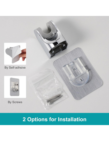 Soporte de Cabezal de Ducha Ajustable Adhesivo Plata - GwernKB