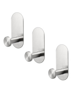 Ganchos Adhesivos Pesados TocTen - Paquete de 3 Acero Inoxidable