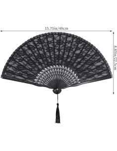 Abanico de Mano Plegable Choyaxo de Encaje Negro 40 cm 2