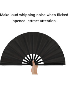 Abanicos de Aplauso Maitys 2 Pcs Plegables 34 cm Negro 2