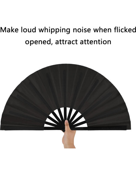 Abanicos de Aplauso Maitys 2 Pcs Plegables 34 cm Negro