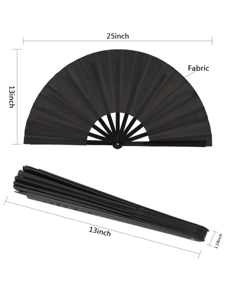 Abanicos de Aplauso Maitys 2 Pcs Plegables 34 cm Negro