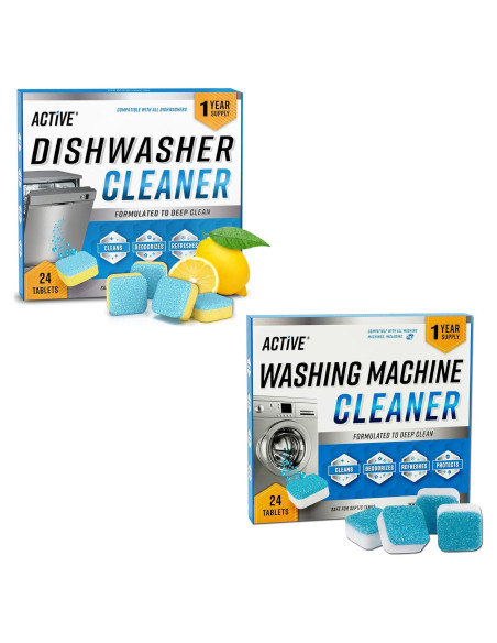 Pack 48 Tabletas de Limpieza ACTIVE para Lavadora y Lavavajillas