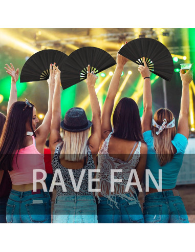 Abanicos de Aplauso Maitys 2 Pcs Plegables 34 cm Negro