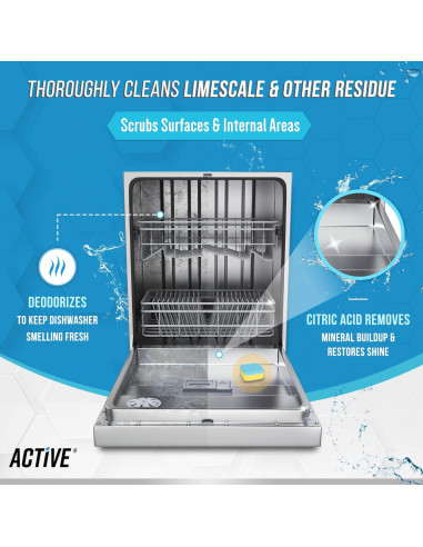 Pack 48 Tabletas de Limpieza ACTIVE para Lavadora y Lavavajillas