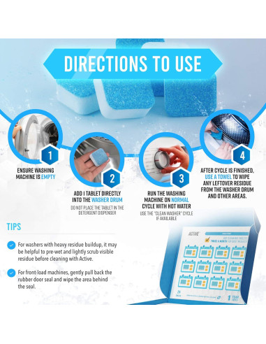 Pack 48 Tabletas de Limpieza ACTIVE para Lavadora y Lavavajillas