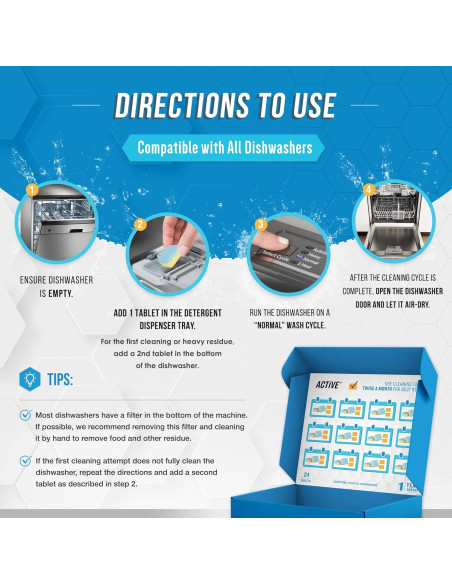 Pack 48 Tabletas de Limpieza ACTIVE para Lavadora y Lavavajillas