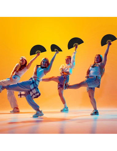 Abanicos de Aplauso Maitys 2 Pcs Plegables 34 cm Negro