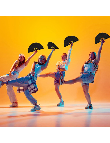 Abanicos de Aplauso Maitys 2 Pcs Plegables 34 cm Negro