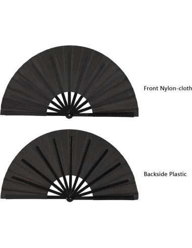 Abanicos de Aplauso Maitys 2 Pcs Plegables 34 cm Negro
