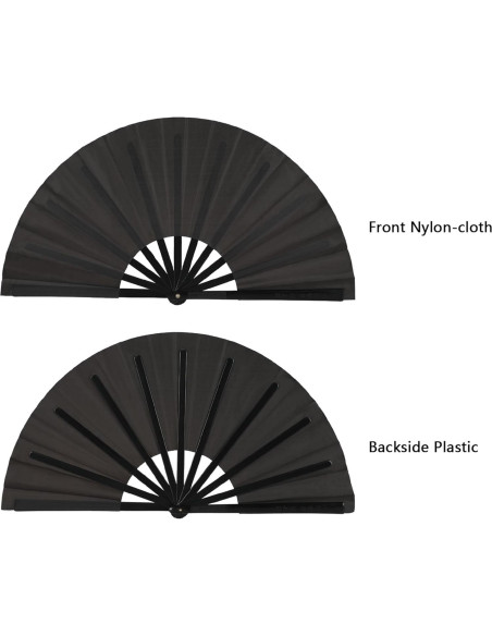 Abanicos de Aplauso Maitys 2 Pcs Plegables 34 cm Negro