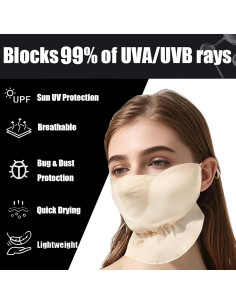 Máscara Facial UPF50+ Beige para Protección Solar Mujeres 2