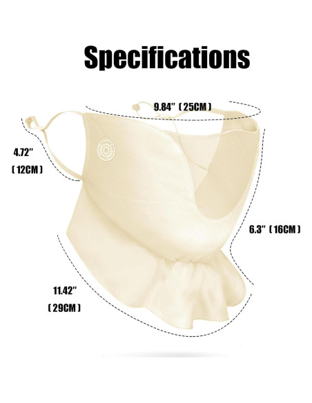 Máscara Facial UPF50+ Beige para Protección Solar Mujeres