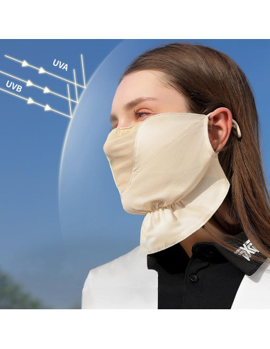 Máscara Facial UPF50+ Beige para Protección Solar Mujeres