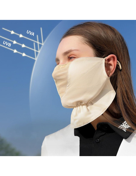 Máscara Facial UPF50+ Beige para Protección Solar Mujeres