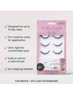 Kit de Extensiones de Pestañas FlutterHabit - 3 Juegos + Pegamento 2