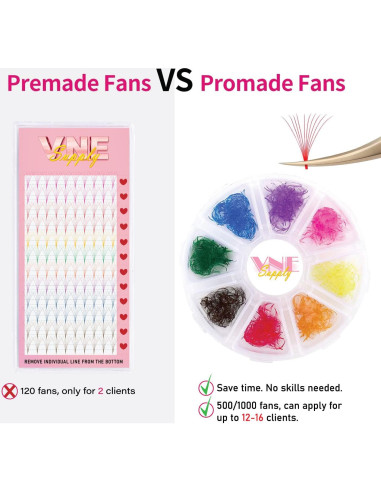 500 Piezas Extensiones de Pestañas VNE Supply 15mm 8D D Curl