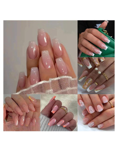 6 Paquetes Uñas Postizas Medianas TOGZOM Ombre y Francesa