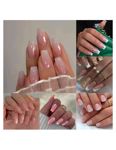 6 Paquetes Uñas Postizas Medianas TOGZOM Ombre y Francesa