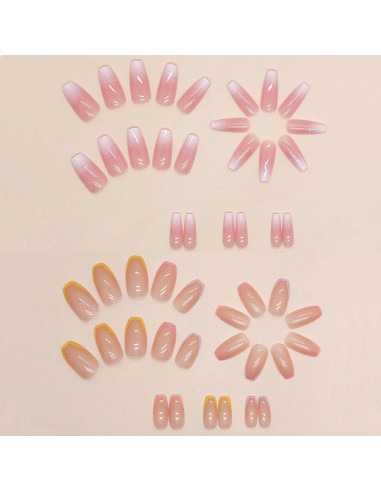 6 Paquetes Uñas Postizas Medianas TOGZOM Ombre y Francesa