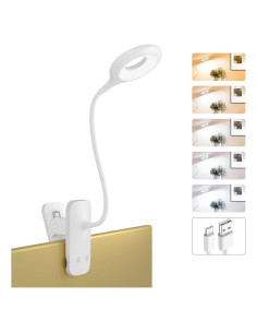 Luz de lectura LED recargable XCYLL con clip y 5 modos