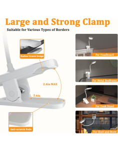 Luz de lectura LED recargable XCYLL con clip y 5 modos 2