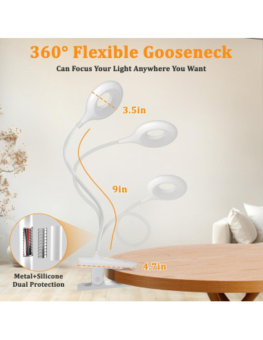 Luz de lectura LED recargable XCYLL con clip y 5 modos