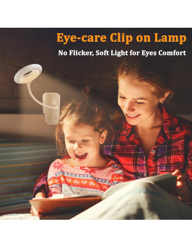 Luz de lectura LED recargable XCYLL con clip y 5 modos