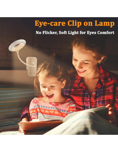 Luz de lectura LED recargable XCYLL con clip y 5 modos