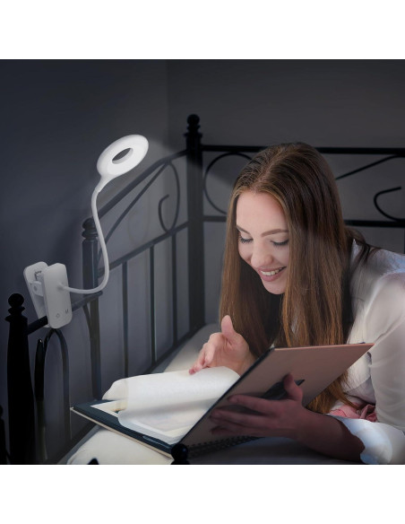 Luz de lectura LED recargable XCYLL con clip y 5 modos