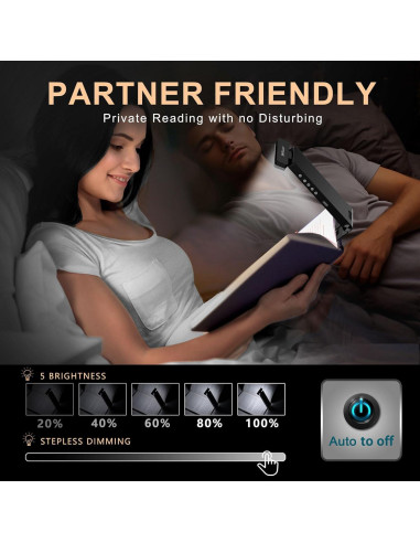 Luz de Lectura Recargable SRTCLLT con Pantalla LCD y Temporizador