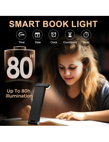 Luz de Lectura Recargable SRTCLLT con Pantalla LCD y Temporizador