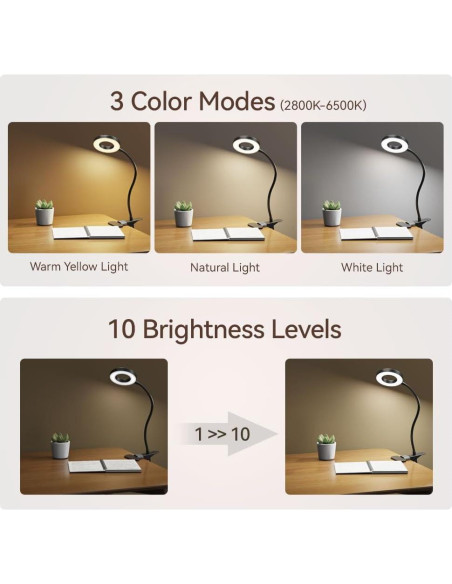 Lámpara de Escritorio LED Clip Shenzhen LAM30B 3 Modos 10 Niveles