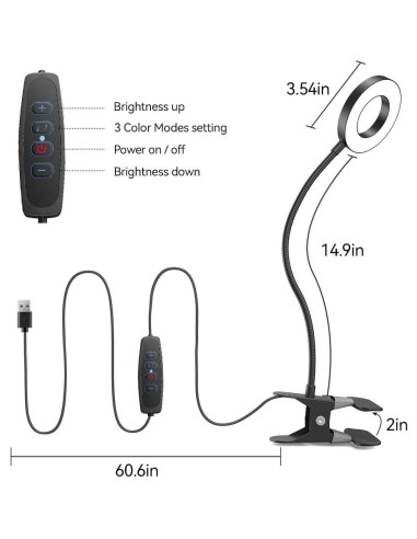 Lámpara de Escritorio LED Clip Shenzhen LAM30B 3 Modos 10 Niveles