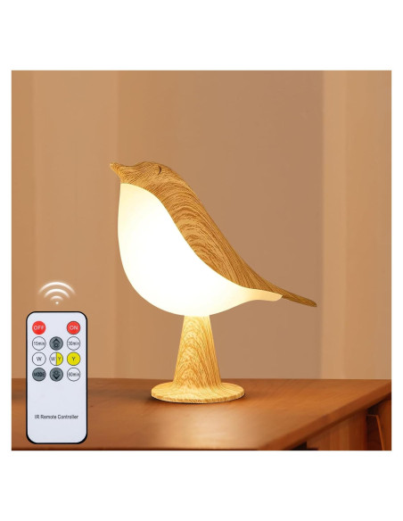 Lámpara de Escritorio HOGXUAE Pájaro LED Recargable 3 Colores