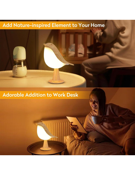 Lámpara de Escritorio HOGXUAE Pájaro LED Recargable 3 Colores