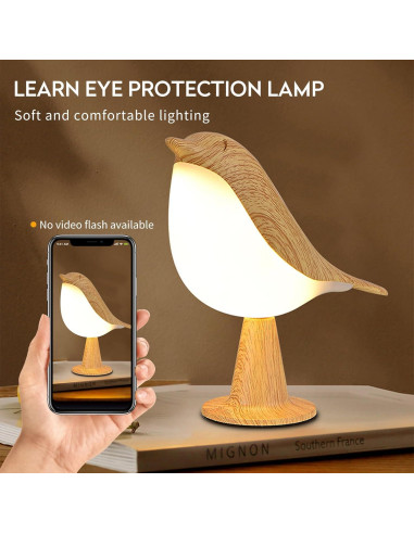 Lámpara de Escritorio HOGXUAE Pájaro LED Recargable 3 Colores