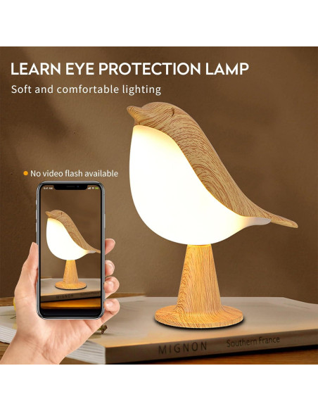 Lámpara de Escritorio HOGXUAE Pájaro LED Recargable 3 Colores