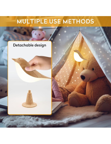 Lámpara de Escritorio HOGXUAE Pájaro LED Recargable 3 Colores