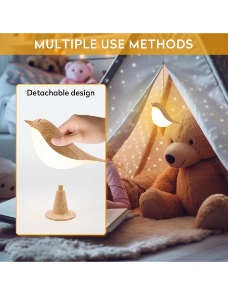 Lámpara de Escritorio HOGXUAE Pájaro LED Recargable 3 Colores