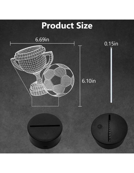 Luz Nocturna 3D de Fútbol Oboist con Control Remoto