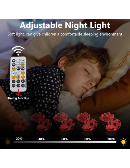 Luz Nocturna 3D de Fútbol Oboist con Control Remoto