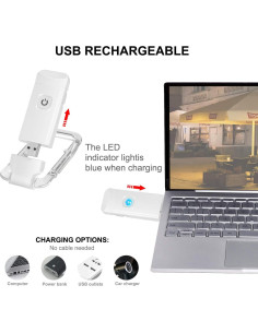 Luz de Libro Recargable LUXSWAY con 2 LEDs Ajustables 2