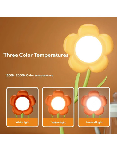 Lámpara LED Girasol Amarillo Recargable 3 Colores Regulable