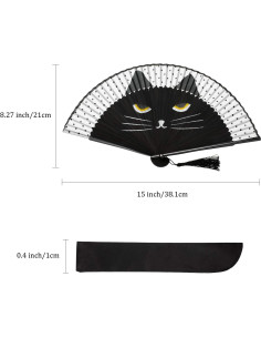 Ventiladores de Mano Plegables Blulu Gato Negro 2 Piezas 2