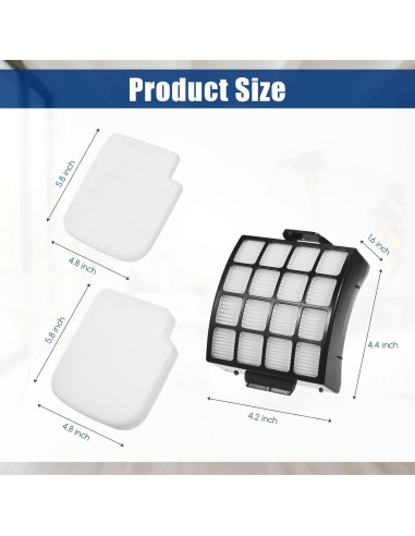 Filtros de Reemplazo Walntec AZ3002 para Aspiradora Shark - 2 HEPA, 4 Espuma, 4 Fieltro