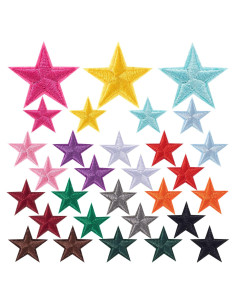 30 Pcs Parches de Hierro Estrella ANCIRS 2.9 cm 15 Colores