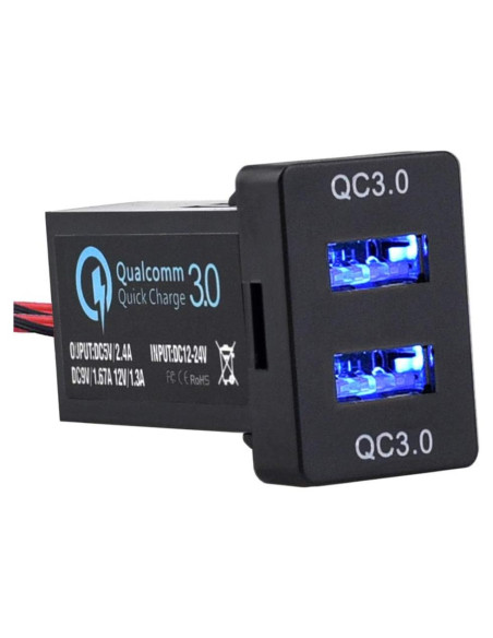 Cargador Doble USB Quick Charge 3.0 Cllena para Toyota
