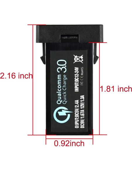 Cargador Doble USB Quick Charge 3.0 Cllena para Toyota